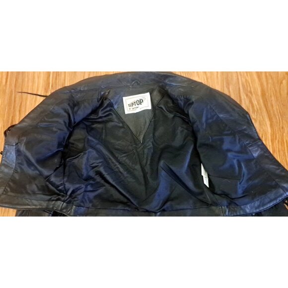 Womens Tip Top Cropped Leather Jacket W Fringe Black Open Front Western Ranch M - Picture 4 of 7